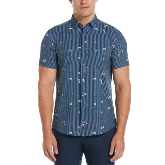Perry Ellis Men's Blue Floral Print Stretch Shirt – Size Small NWT - Picture 3 of 10